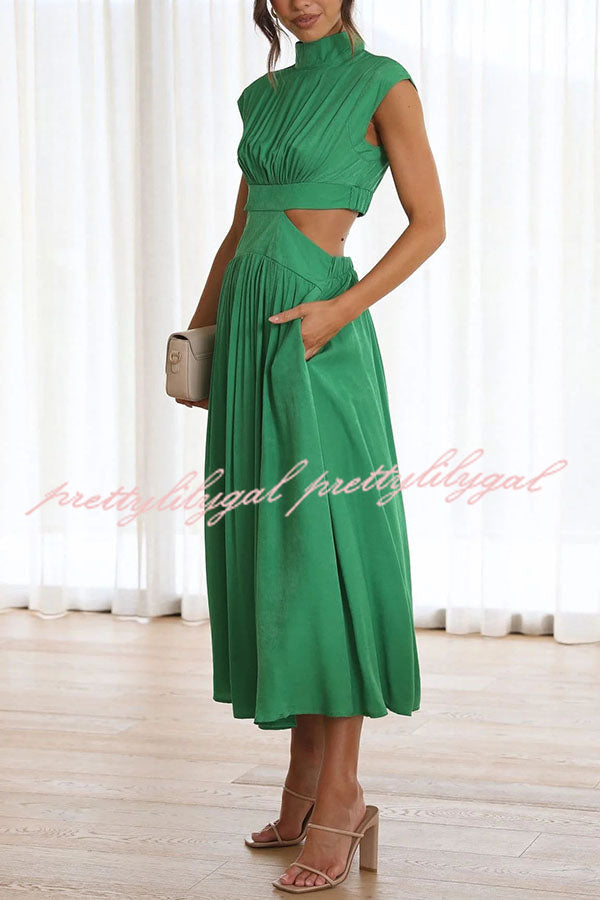 Light of My Life Cutout Waist Pocketed Vacation Midi Dress