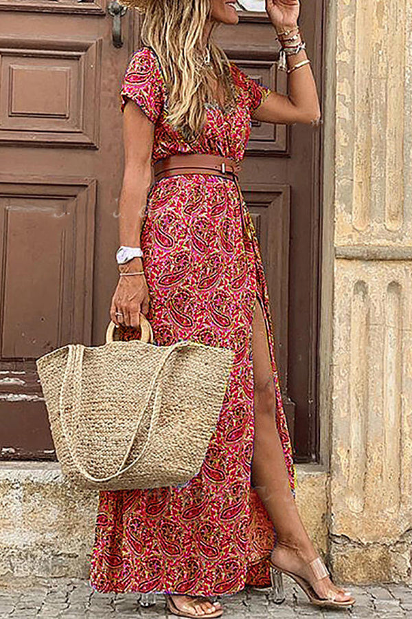 Forgotten Story Paisley Maxi Dress（belt Included）