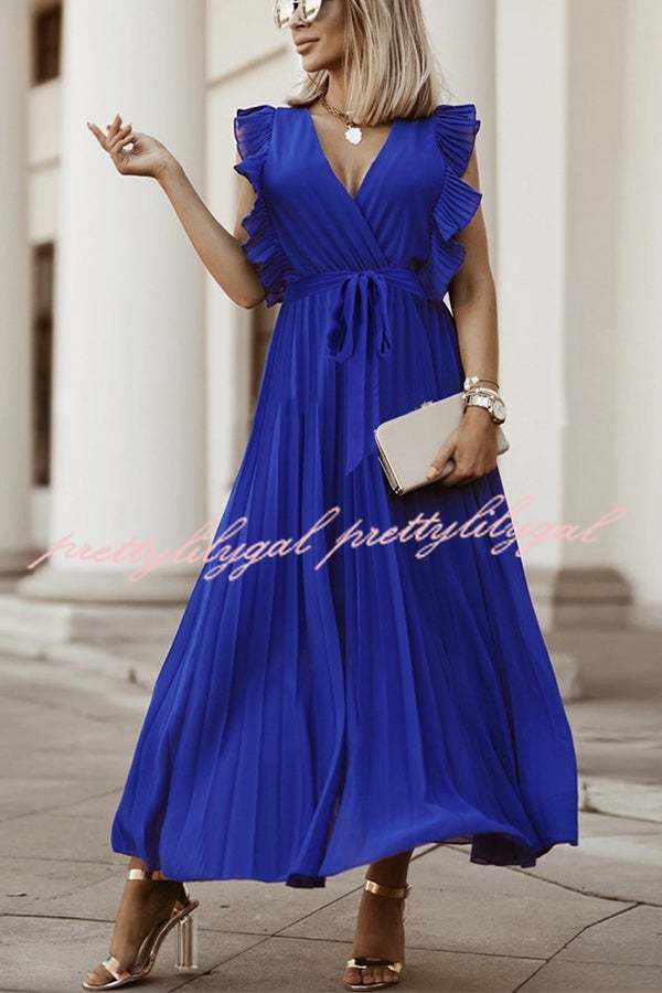 Lost Soul V Neck Pleated Maxi Dress