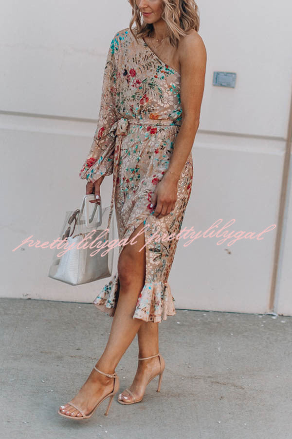 Spring Has Sprung Floral Print One Shoulder Dress