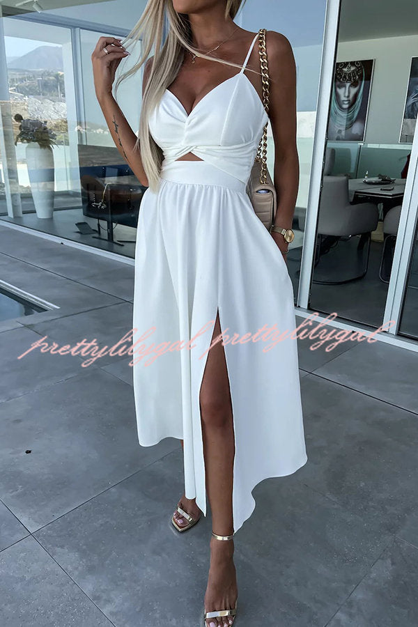 Florida Keys Cutie Pocketed Cutout Slit Midi Dress