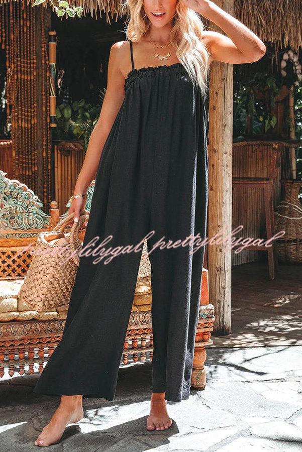 Saturday Strolling Linen Blend Pocketed Relaxed Jumpsuit