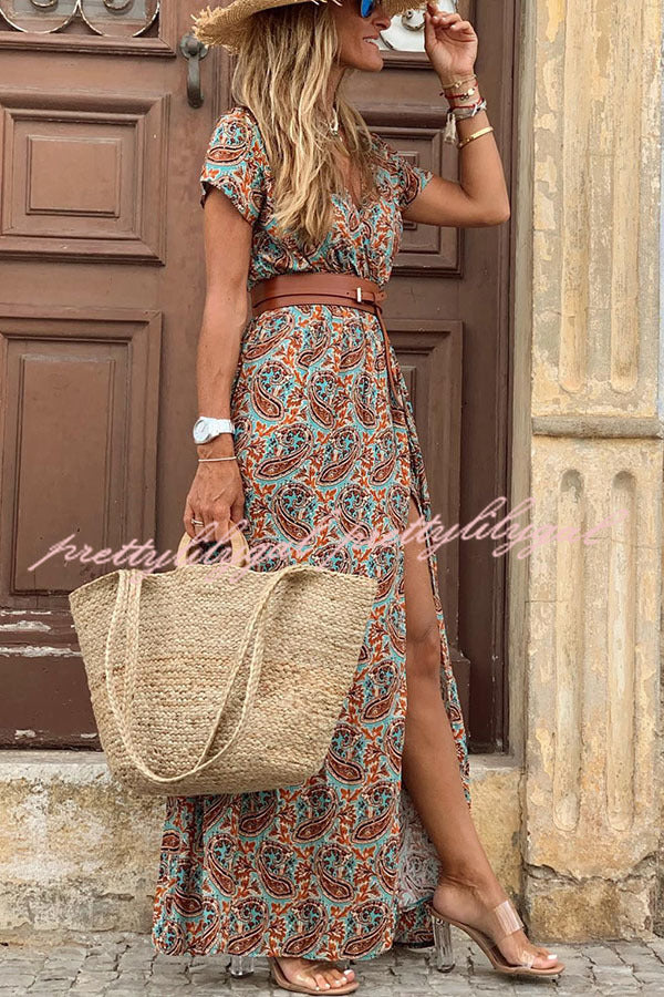 Forgotten Story Paisley Maxi Dress（belt Included）