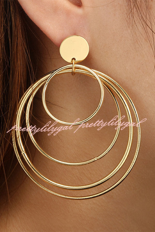 Layered Geometric Hoop Gold Earrings