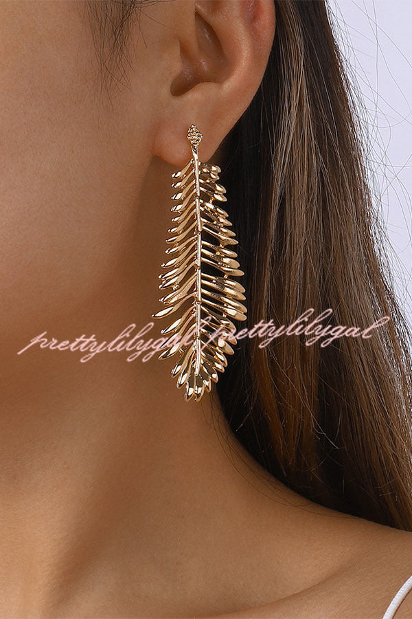 Cutout Feather Leaf Earrings