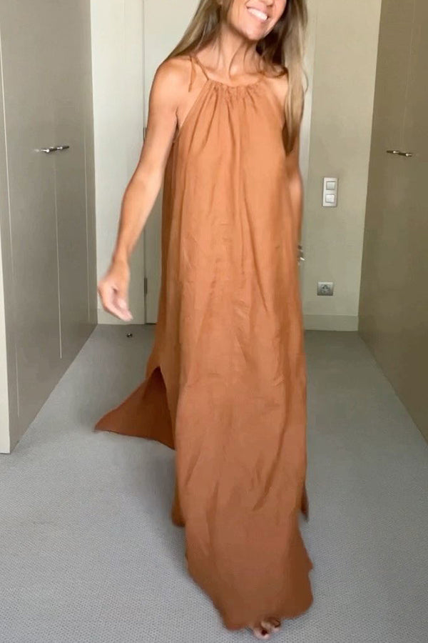 Down By The Cove Linen Blend Halter Maxi Dress prettylilygal Down By The Cove Linen Blend Halter Maxi Dress prettylilygal