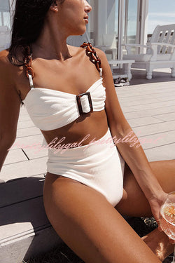 Ice Cream Acrylic High Waist Waffle Bikini Set