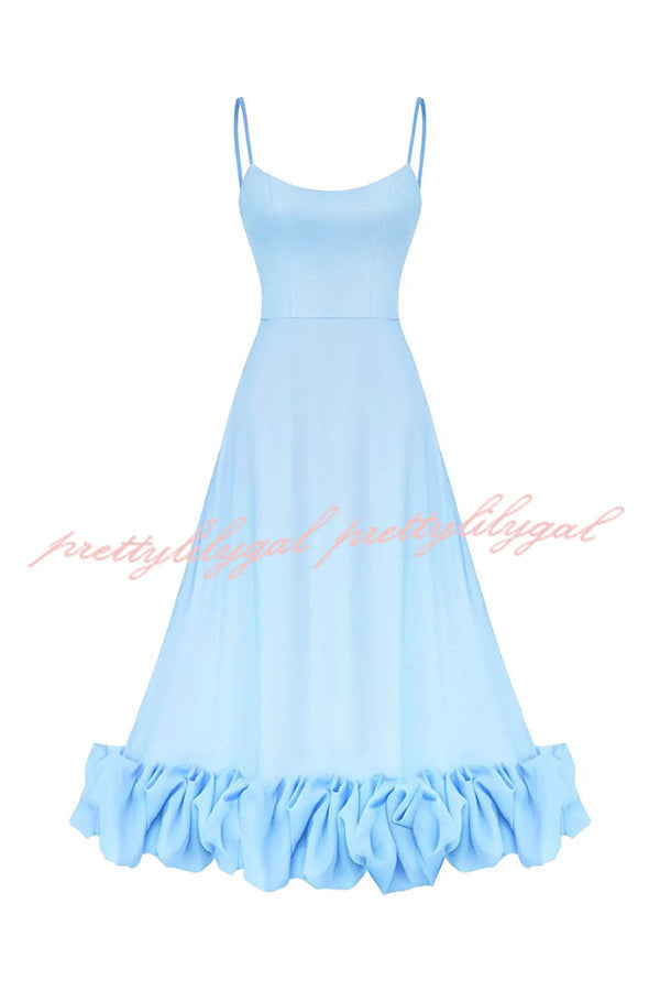 Midnight Girl Flounce Bustier Banquet Party Midi Dress