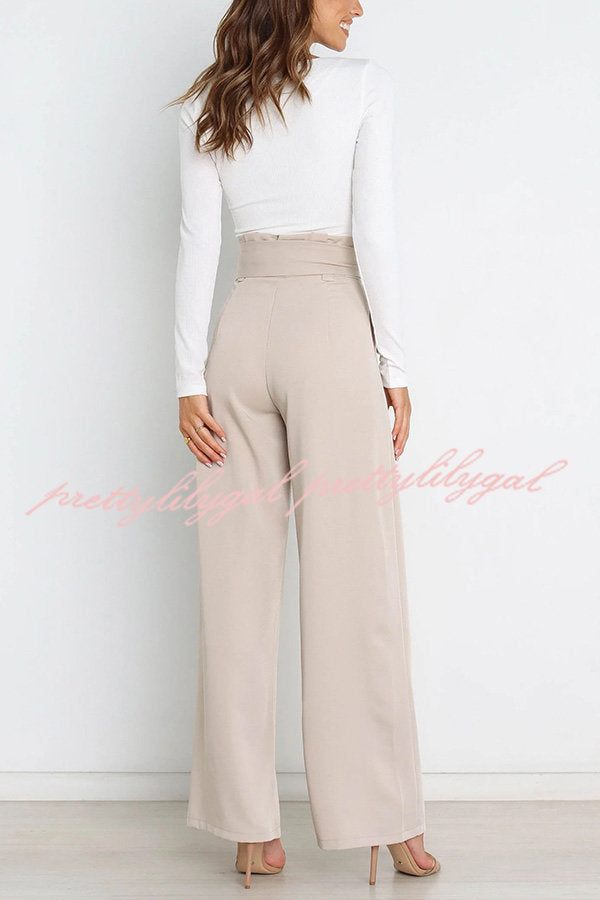 In Vogue Belted Pocketed Wide Leg Pants