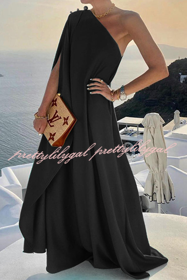 Alyse One Shoulder A-line Elegant Maxi Dress