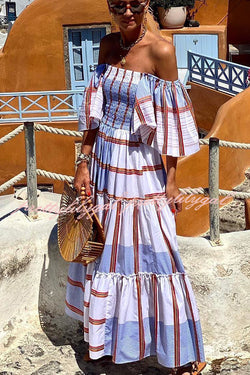 Festival Weather Off Shoulder Vacation Maxi Dress