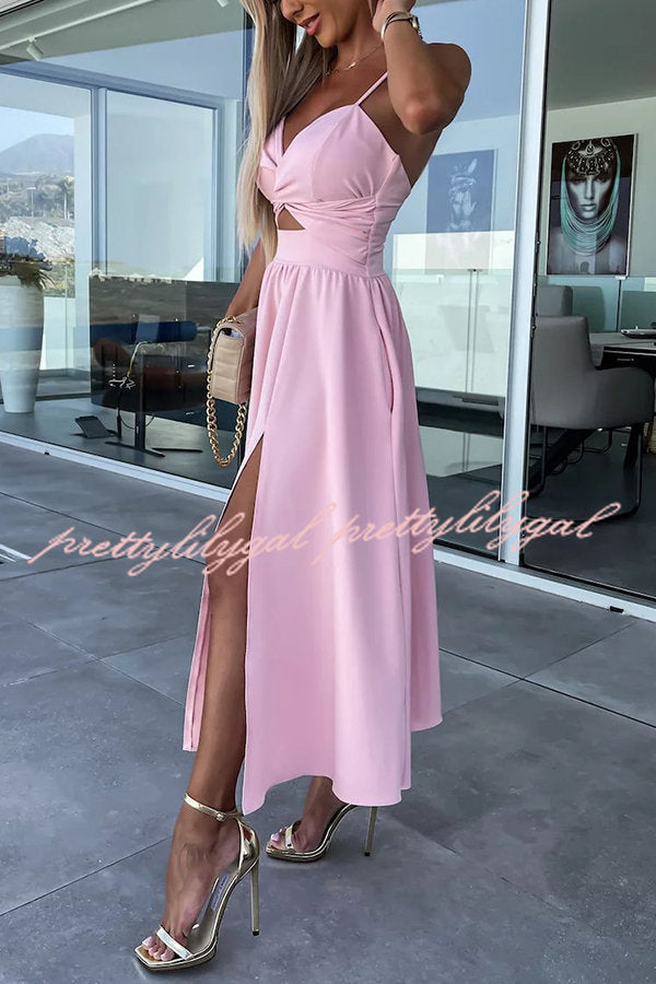 Florida Keys Cutie Pocketed Cutout Slit Midi Dress