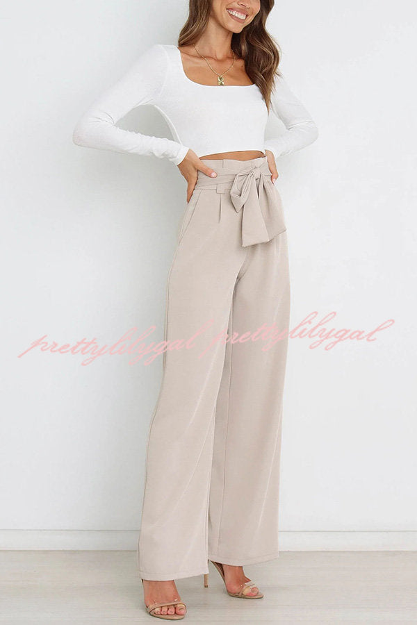 In Vogue Belted Pocketed Wide Leg Pants