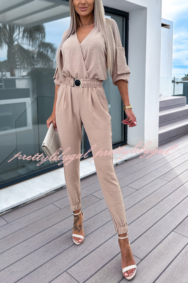 What You Waiting for Elastic Belted Pocketed Jumpsuit