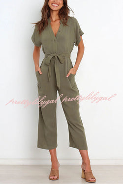 Something about Her Pocketed Button Straight Leg Jumpsuit