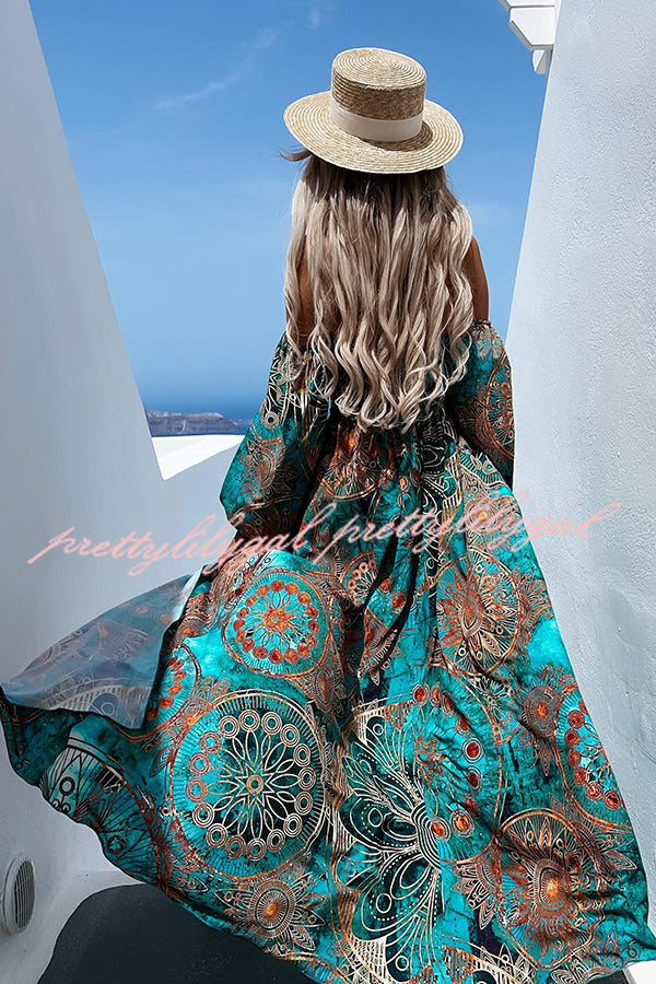 Travel Life Baroque Off Shoulder Maxi Dress