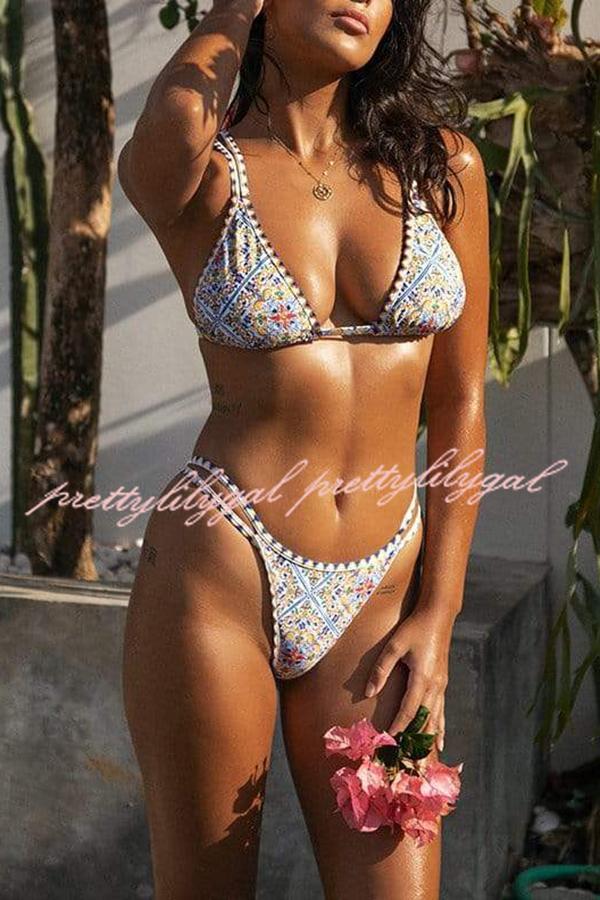 Need A Vacation Sicilian Inspired Print Bikini Set