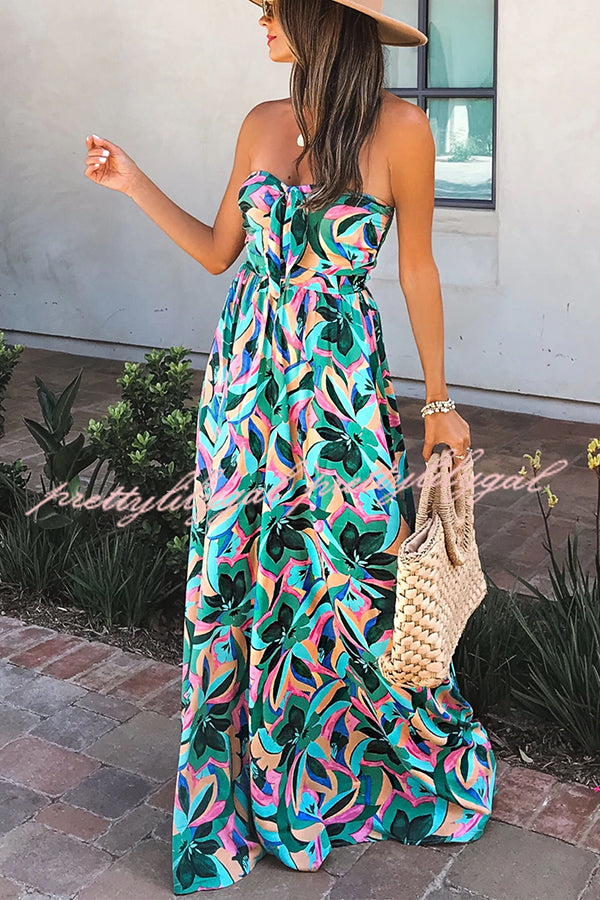 Paradise Calling Tropical Print Off Shoulder Jumpsuit