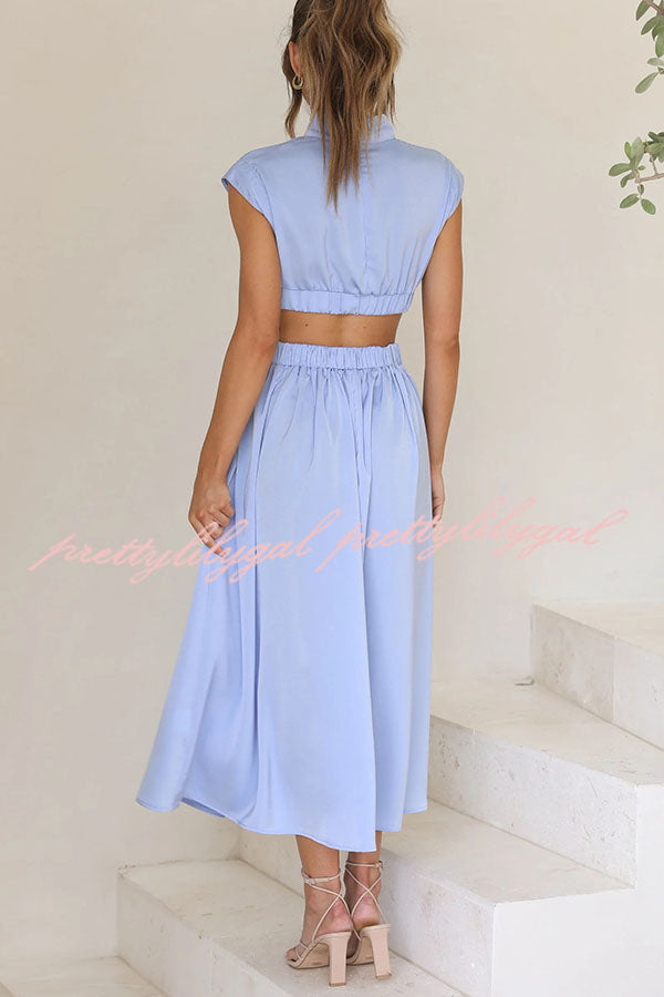 Light of My Life Cutout Waist Pocketed Vacation Midi Dress