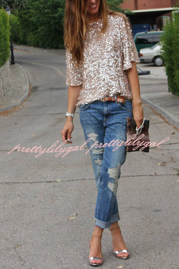 Such A Beauty Sequin Loose T-shirt