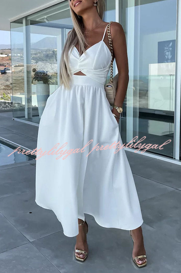 Florida Keys Cutie Pocketed Cutout Slit Midi Dress