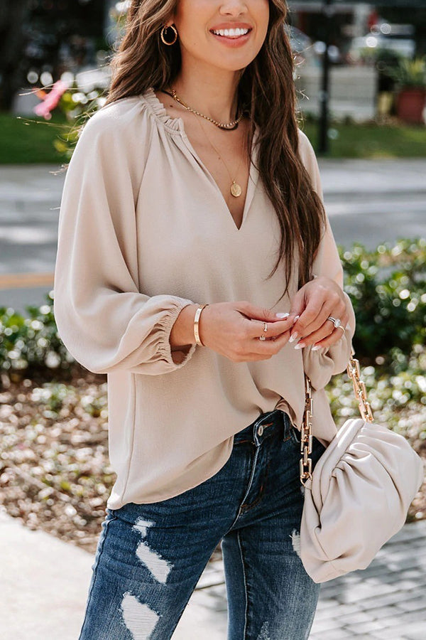 Work Life Balance V-Neck Blouse